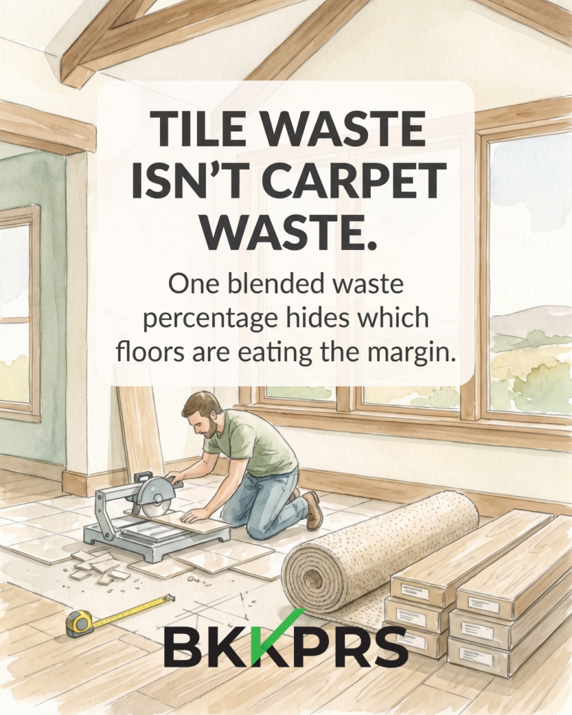 Flooring waste factor by material — tile is not carpet